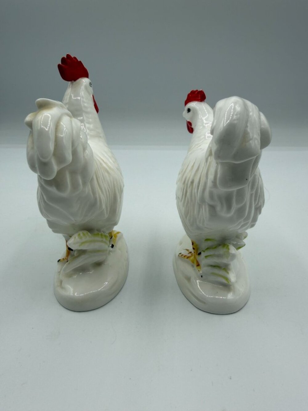 Lefton 2196 Set of 2 Vtg White Rooster Chickens Figurines Farmhouse Decor - Picture 5 of 9